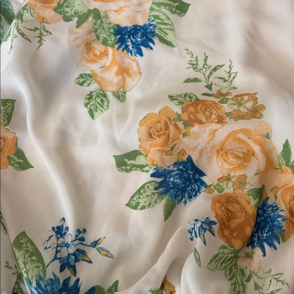 A. Cailin by Flying Tomato beautiful floral print w/ruffle bottom,blue/yellow, L - Picture 9 of 9